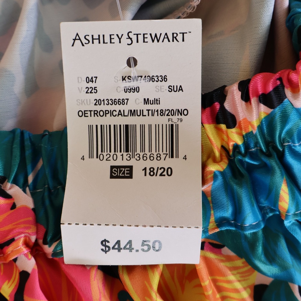 Ashley Stewart Shorts Womens Sz 18/20 Colorful Floral Elastic Waist Pockets NWT - Picture 6 of 6